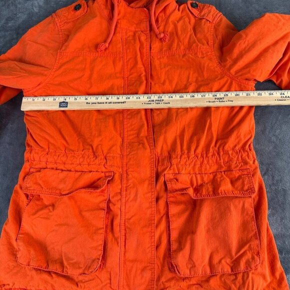 Old Navy Women’s Orange Jacket Coat Sz Large Anorak Hooded Removable Lined Y2K - Picture 9 of 14
